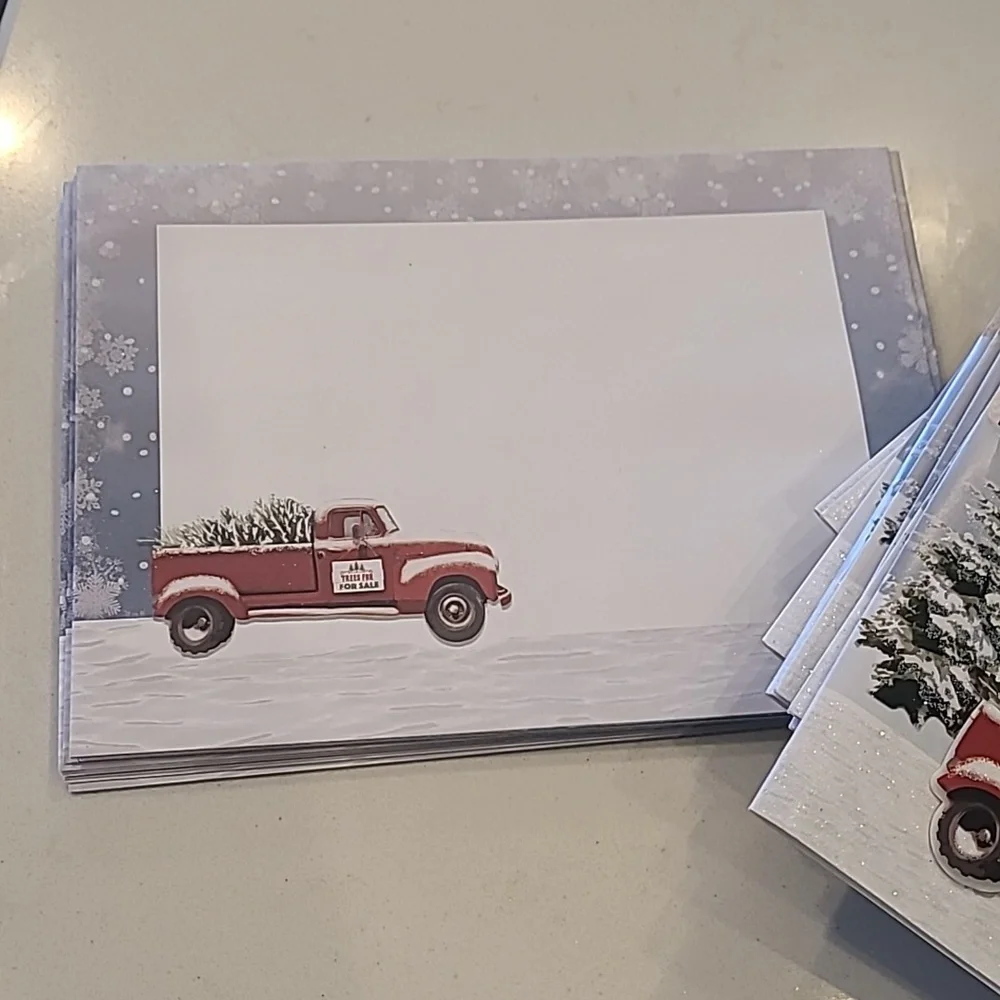 New!! Set of 12 Tree Farm Truck Christmas Cards